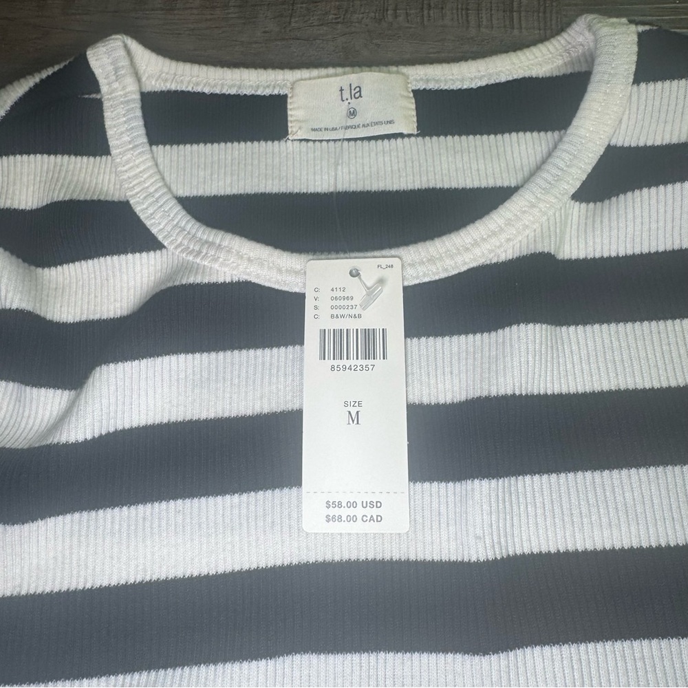 t.la Long Sleeve Mixed Stripes Ribbed Tee - Picture 6 of 7